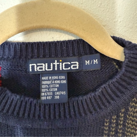 Nautica Navy Plaid Cotton Sweater Men’s Size M - Picture 2 of 5